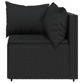 Canapea de colț cu pernă de grădină, negru, poliratan, 4 image