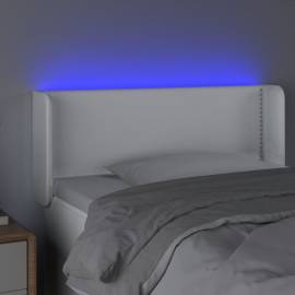 Tăblie de pat cu led, alb, 93x16x78/88 cm, piele ecologică, 4 image