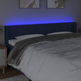 Tăblie de pat cu led, albastru, 163x16x78/88 cm, textil, 4 image