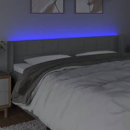 Tăblie de pat cu led, gri deschis, 183x16x78/88 cm, textil, 4 image