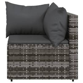 Canapea de colț cu pernă de grădină, gri, poliratan, 4 image