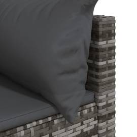 Canapea de colț cu pernă de grădină, gri, poliratan, 6 image
