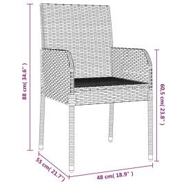 Set mobilier de grădină cu perne, 3 piese, gri, poliratan, 10 image