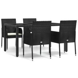 Set mobilier de grădină cu perne, 5 piese, negru, poliratan, 2 image