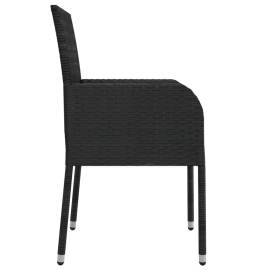 Set mobilier de grădină cu perne, 5 piese, negru, poliratan, 6 image