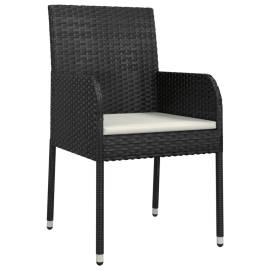 Set mobilier de grădină cu perne, 5 piese, negru, poliratan, 5 image