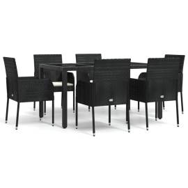 Set mobilier de grădină cu perne, 7 piese, negru, poliratan, 2 image