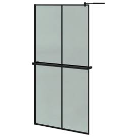 Paravan duș walk-in cu raft negru 100x195cm sticlă esg/aluminiu, 2 image