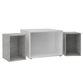 Fmd măsuță de cafea cu 2 mese laterale, alb și beton, 67,5x67,5x50 cm, 2 image