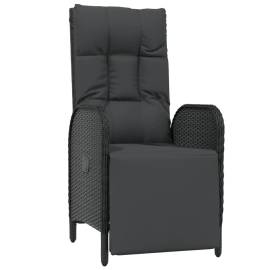 Set mobilier de grădină cu perne, 5 piese, negru, poliratan, 5 image