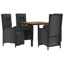 Set mobilier de grădină cu perne, 5 piese, negru, poliratan, 3 image