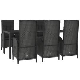 Set mobilier de grădină cu perne, 7 piese, negru/gri, poliratan, 3 image