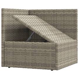 Canapea de colț cu pernă de grădină, gri, poliratan, 7 image