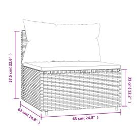 Canapea de mijloc de grădină, cu perne, gri, poliratan, 7 image