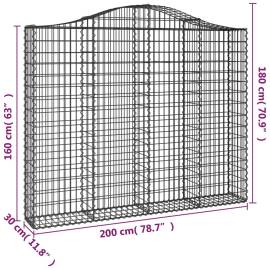 Coșuri gabion arcuite 3 buc, 200x30x160/180 cm, fier galvanizat, 6 image