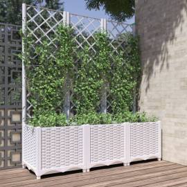 Jardinieră de grădină cu spalier, alb, 120x40x136 cm pp