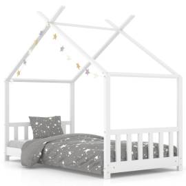 Cadru de pat de copii, alb, 80 x 160 cm, lemn masiv de pin, 2 image