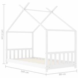 Cadru de pat de copii, alb, 80 x 160 cm, lemn masiv de pin, 9 image
