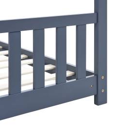 Cadru de pat de copii, gri, 80 x 160 cm, lemn masiv de pin, 7 image