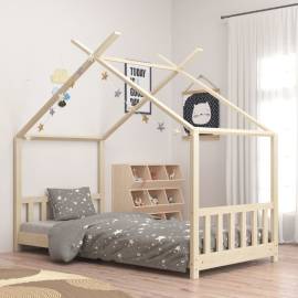 Cadru de pat pentru copii, 70 x 140 cm, lemn masiv de pin