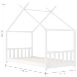 Cadru de pat pentru copii, alb, 70 x 140 cm, lemn masiv de pin, 9 image
