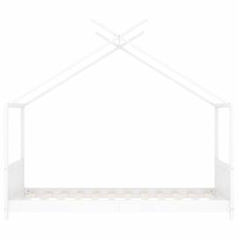 Cadru de pat pentru copii, alb, 70 x 140 cm, lemn masiv de pin, 4 image
