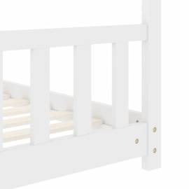 Cadru de pat pentru copii, alb, 70 x 140 cm, lemn masiv de pin, 7 image