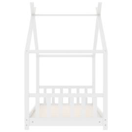 Cadru de pat pentru copii, alb, 70 x 140 cm, lemn masiv de pin, 5 image