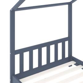 Cadru de pat pentru copii, gri, 90 x 200 cm, lemn masiv de pin, 6 image