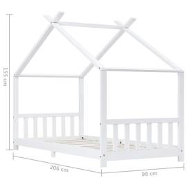 Cadru pat de copii, alb, 90 x 200 cm, lemn masiv de pin, 9 image