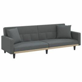 Canapea extensibilă cu perne, gri închis, textil, 2 image