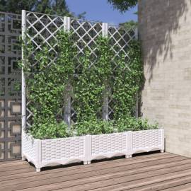 Jardinieră de grădină cu spalier, alb, 120x40x121,5 cm, pp