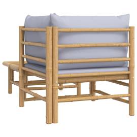 Set mobilier de grădină cu perne gri deschis, 2 piese, bambus, 6 image