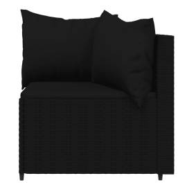 Set mobilier relaxare grădină 4 piese cu perne poliratan negru, 5 image