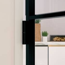 Ușă de interior negru 102x201,5cm sticlă securiz./aluminiu slim, 6 image