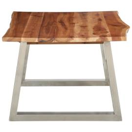 Masă de cafea, 100x60x40 cm, lemn de acacia & oțel inoxidabil, 3 image
