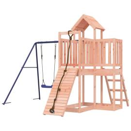 Căsuță de joacă cu perete de cățărat și leagăn, lemn douglas, 3 image