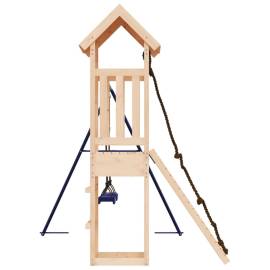 Căsuță de joacă cu perete de cățărat și leagăne, lemn masiv pin, 5 image