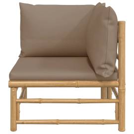 Canapea de colț pentru grădină, perne gri taupe, bambus6, 3 image
