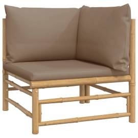 Canapea de colț pentru grădină, perne gri taupe, bambus6, 2 image
