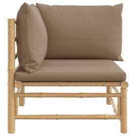 Canapea de colț pentru grădină, perne gri taupe, bambus6, 4 image
