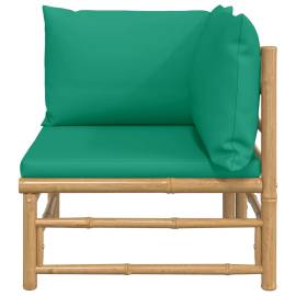 Canapea de colț pentru grădină, perne verzi, bambus, 3 image