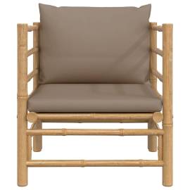 Canapea de grădină cu perne gri taupe, bambus, 3 image