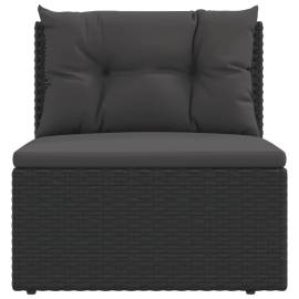 Canapea de mijloc cu pernă de grădină, negru, poliratan, 4 image