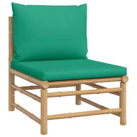 Canapea de mijloc pentru grădină, perne verzi, bambus, 2 image