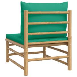 Canapea de mijloc pentru grădină, perne verzi, bambus, 4 image