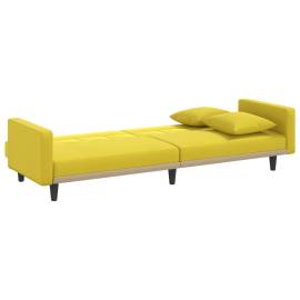 Canapea extensibilă, cu perne, galben deschis, textil, 7 image