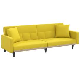 Canapea extensibilă, cu perne, galben deschis, textil, 2 image
