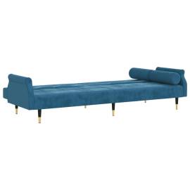 Canapea extensibilă cu perne, albastru, catifea, 7 image