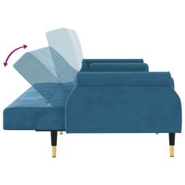 Canapea extensibilă cu perne, albastru, catifea, 8 image